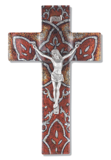 Burnt Orange Glass Crucifix