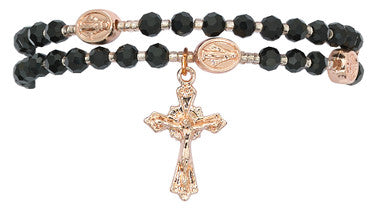Black Crystal Rosary Bracelet