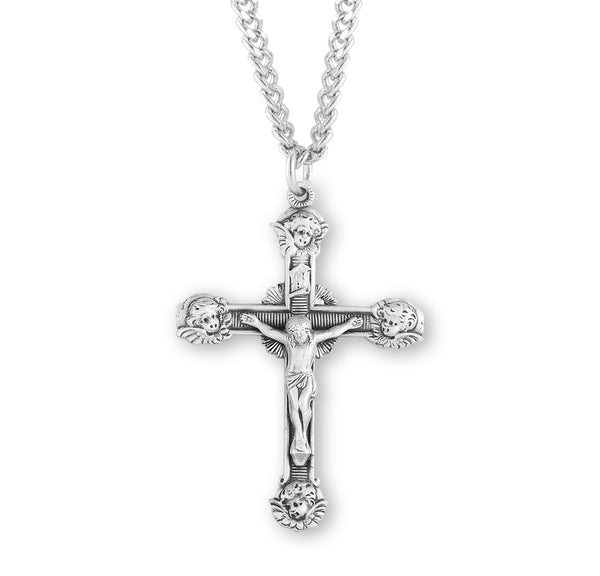 Angel Tipped Sterling Silver Crucifix