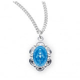 Blue Enameled Fancy Edge Miraculous Medal