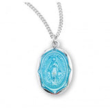 Oval Blue Enameled Miraculous Medal