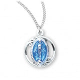 Sterling Silver Blue Enameled Miraculous Medal