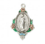 Pink Flower Miraculous Medal