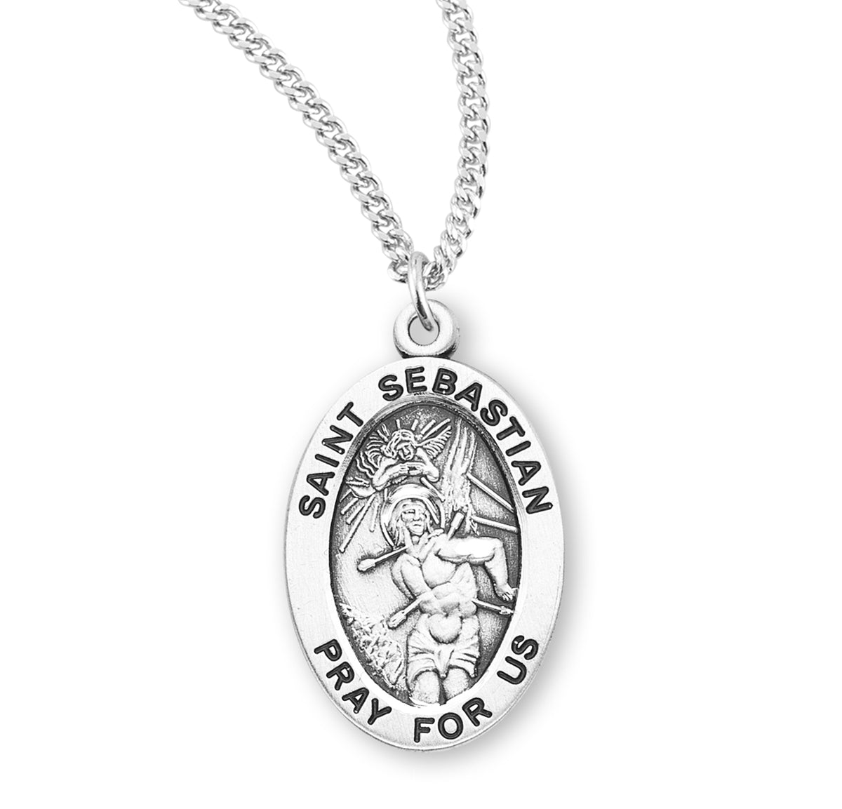 Saint Sebastian Oval Sterling Silver Medal – Shop Cabrini
