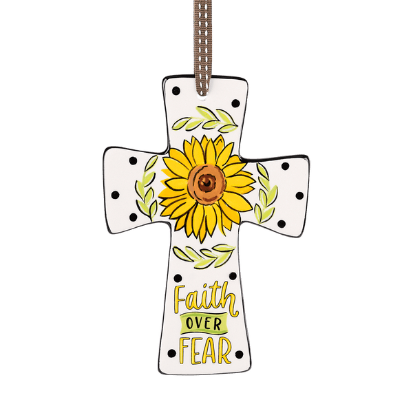 Faith Over Fear Sunflower Cross