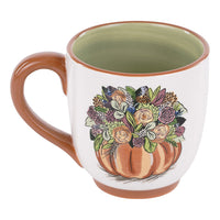 Give Thanks Floral Pumpkin Mug