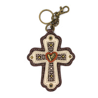 Vegan Leather Cross Keychain