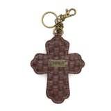 Vegan Leather Cross Keychain