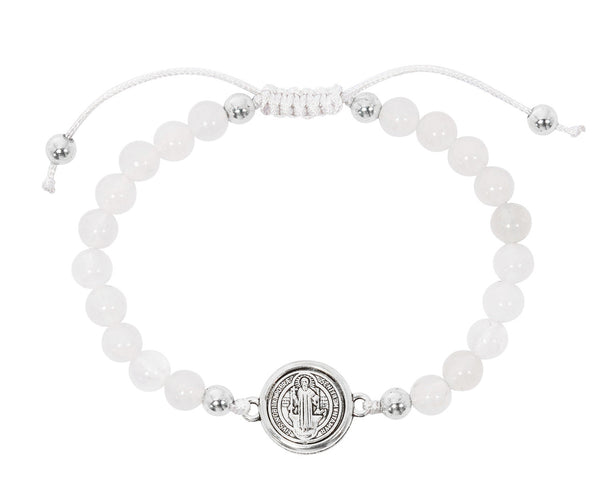 White Corded St. Benedict Bracelet