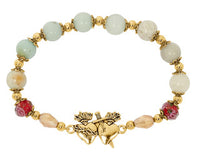 Gold Amazonite Two Hearts Bracelet