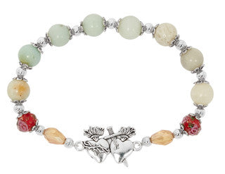 Silver Amazonite Two Hearts Bracelet