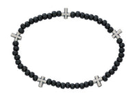 Black Wood & Cross Bracelet