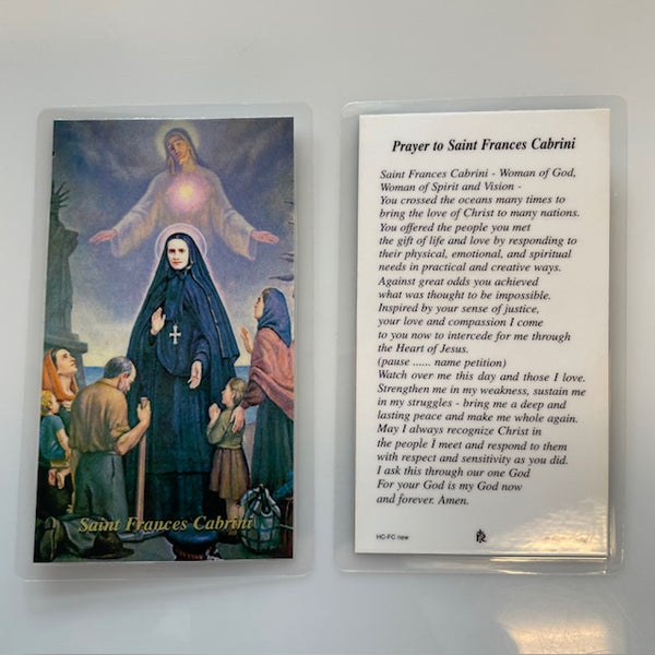 Cabrini with Immigrants Holy Card