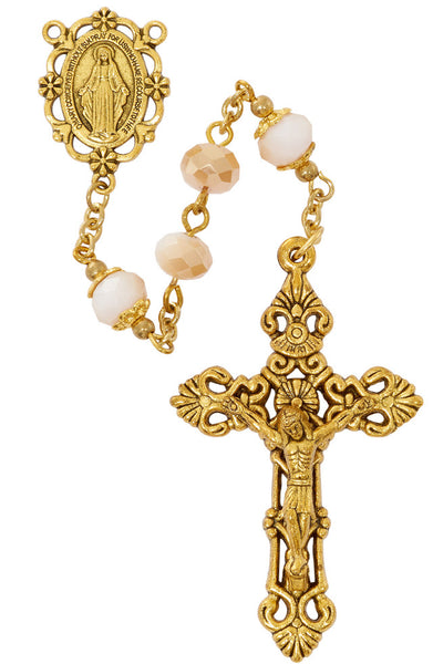 Gold and Pink Crystal Rosary