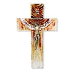 Red and Gold Glass Crucifix