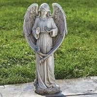 Angel with Two Birds Garden Statue