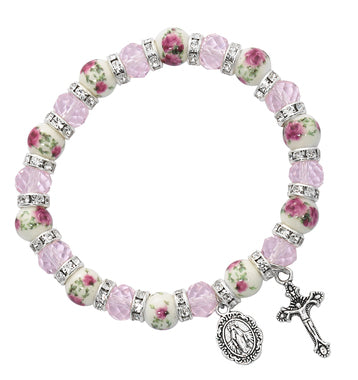 Pink Crystal & Ceramic Bracelet