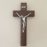 Walnut Crucifix with Pewter Corpus