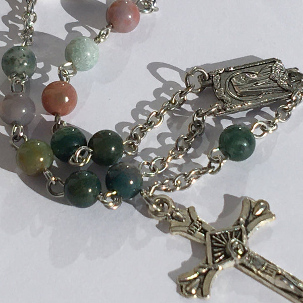 Indian Agate Auto Rosary