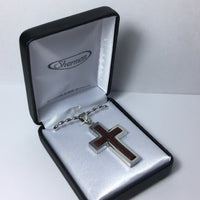 Wood Inlay Cross Necklace