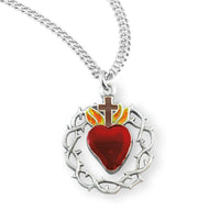 Red Enameled Heart "Crown of Thorns" Medal
