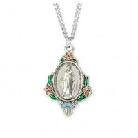 Pink Flower Miraculous Medal