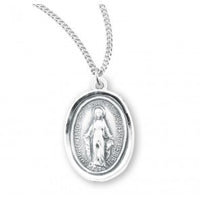 Sterling Silver Smooth Oval Miraculous Medal