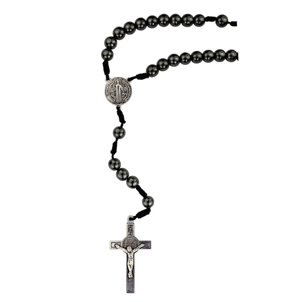Corded Benedict Hematite Rosary