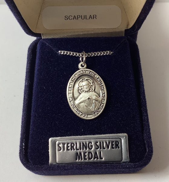 Sterling Silver Scapular Oval Medal
