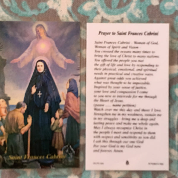Cabrini with Immigrants Holy Card