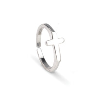 Sterling Silver Simple Cross Flat Top Ring