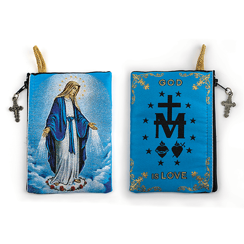 Our Lady of Grace Woven Tapestry Rosary Pouch