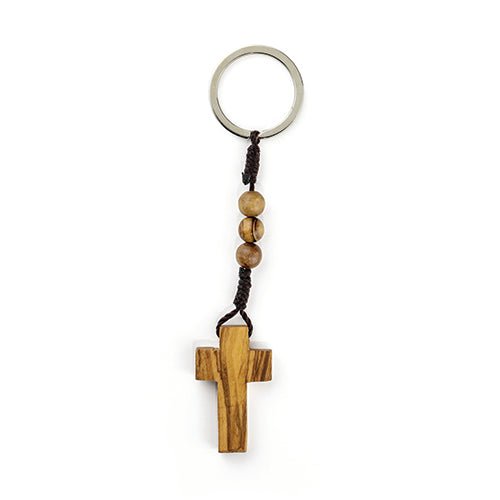 Olive Wood Cross Keychain